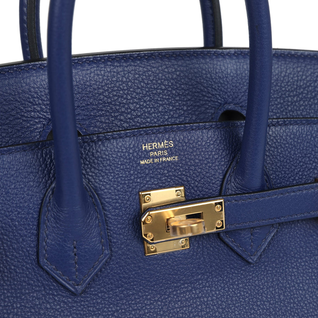 Birkins 25 Bleu Saphir Verso Novillo Gold Hardware