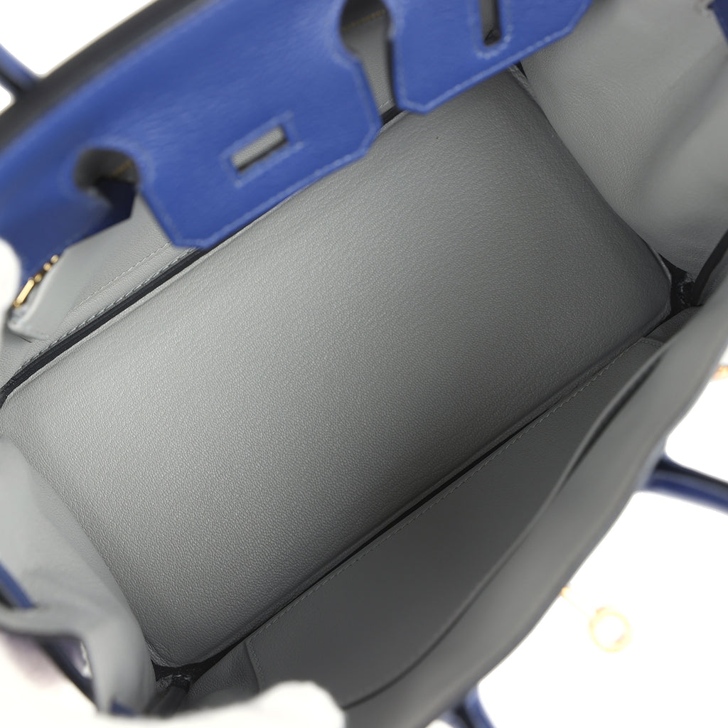 Birkins 25 Bleu Saphir Verso Novillo Gold Hardware