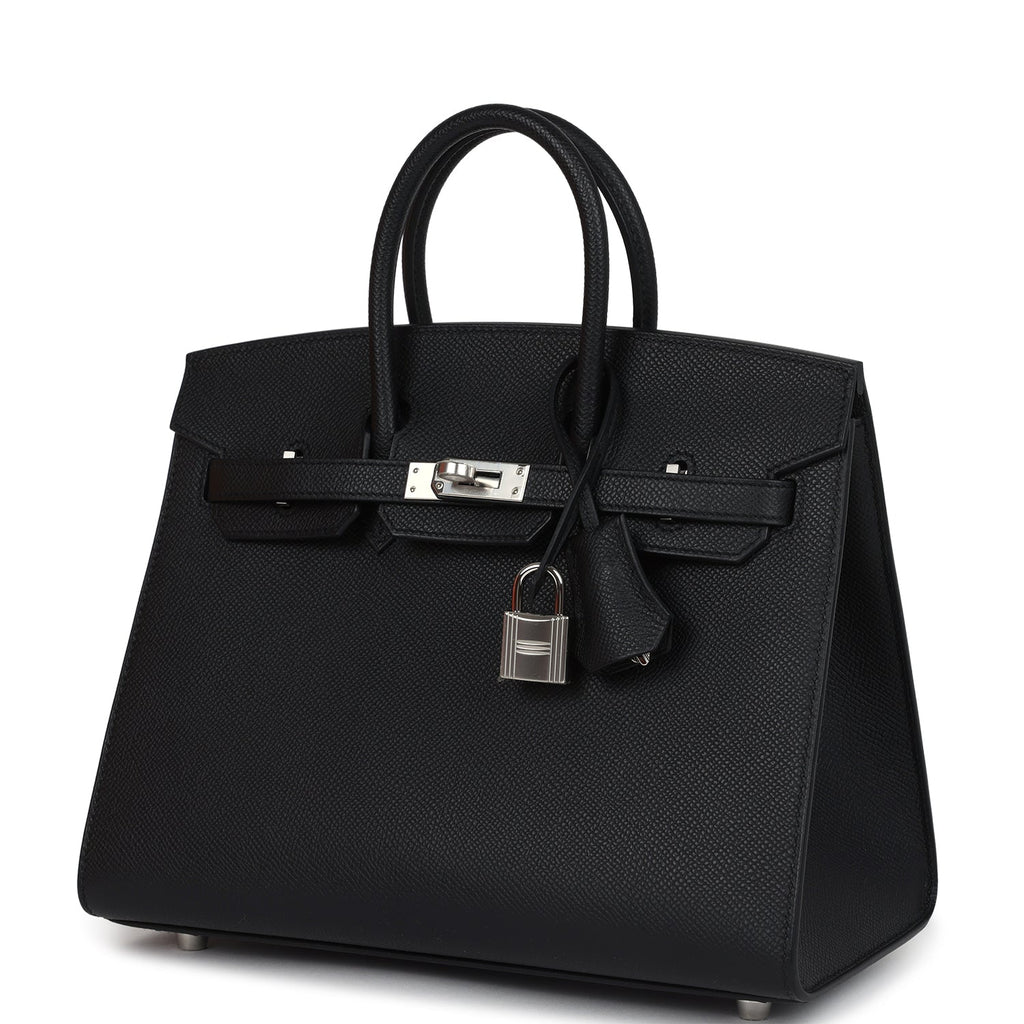 Birkins 25 Black Epsom Palladium Hardware