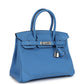 Birkin 30 Ghillies Bleu Paradise Clemence and Evercolor Palladium Hardware