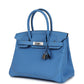 Birkin 30 Ghillies Bleu Paradise Clemence and Evercolor Palladium Hardware