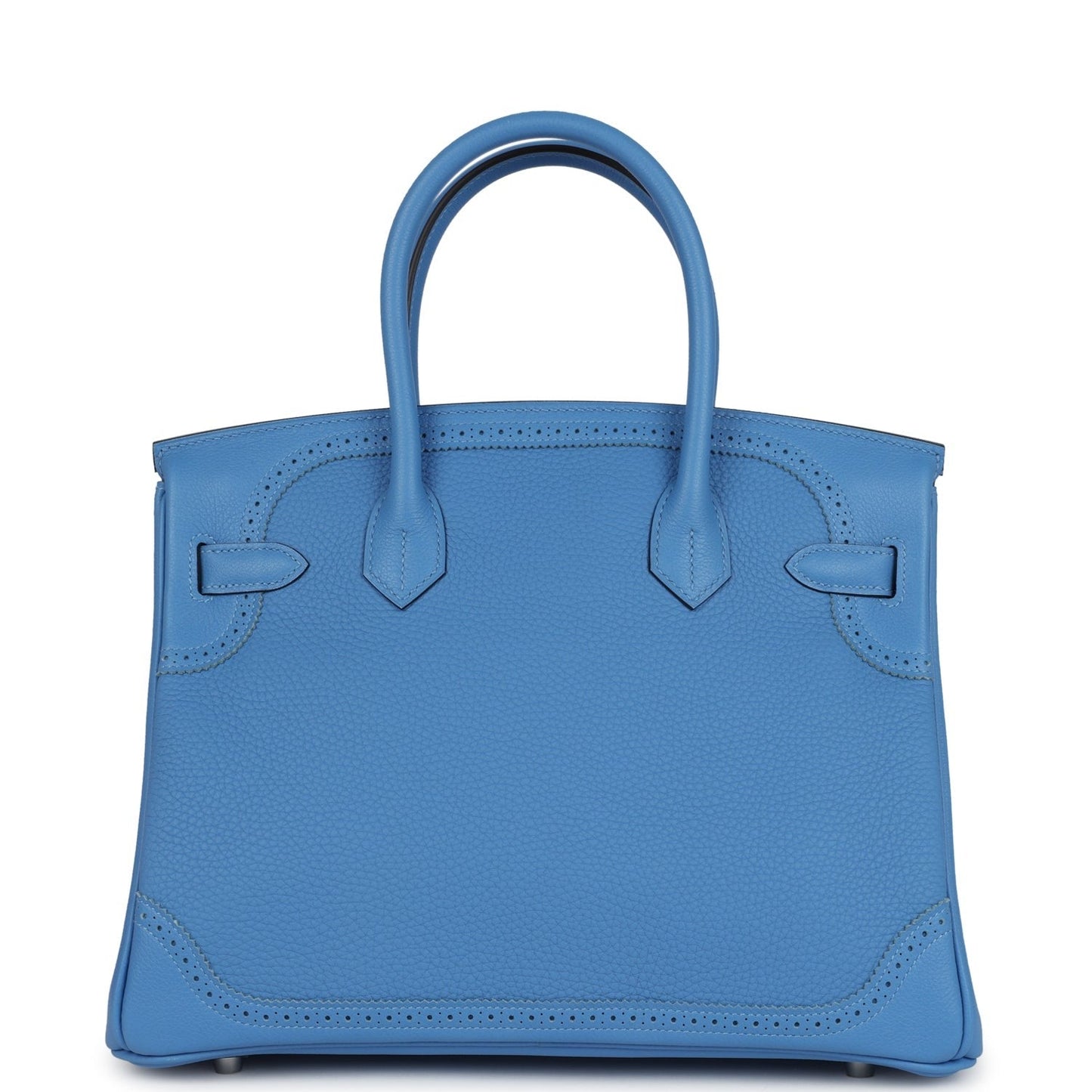 Birkin 30 Ghillies Bleu Paradise Clemence and Evercolor Palladium Hardware