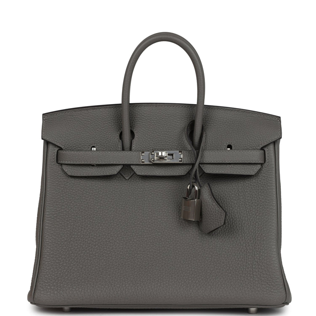 Birkins 25 Gris Meyer Togo Palladium Hardware