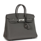 Birkins 25 Gris Meyer Togo Palladium Hardware