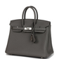 Birkins 25 Gris Meyer Togo Palladium Hardware
