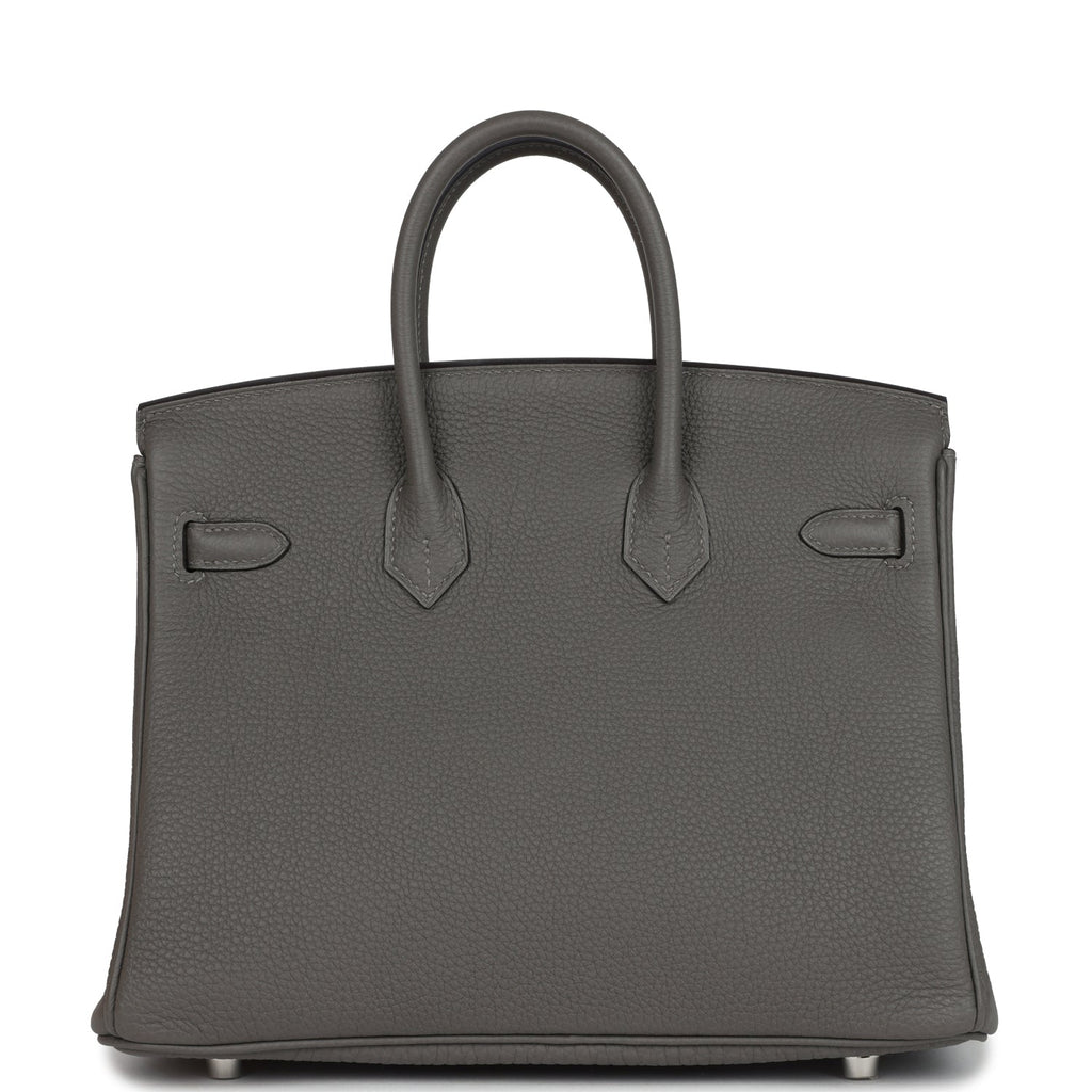 Birkins 25 Gris Meyer Togo Palladium Hardware