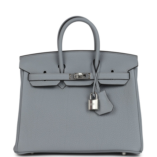Birkins 25 Gris Pantin Togo Palladium Hardware