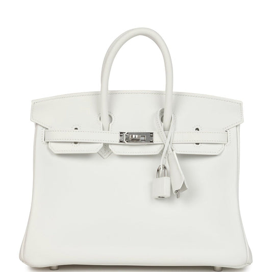 Birkin 25 New White Swift Palladium Hardware