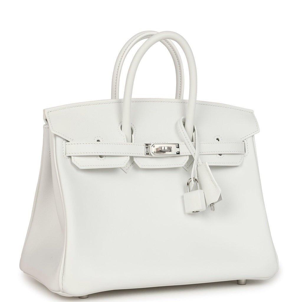 Birkin 25 New White Swift Palladium Hardware