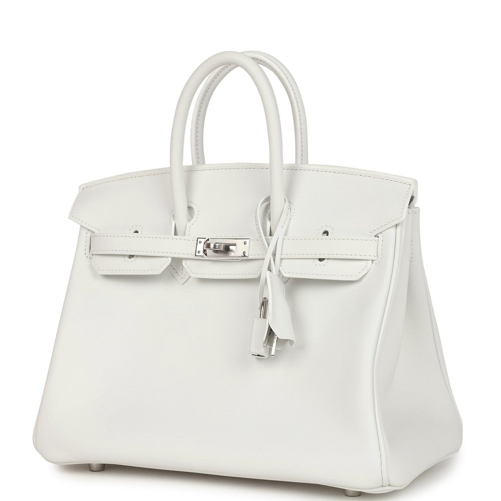 Birkin 25 New White Swift Palladium Hardware