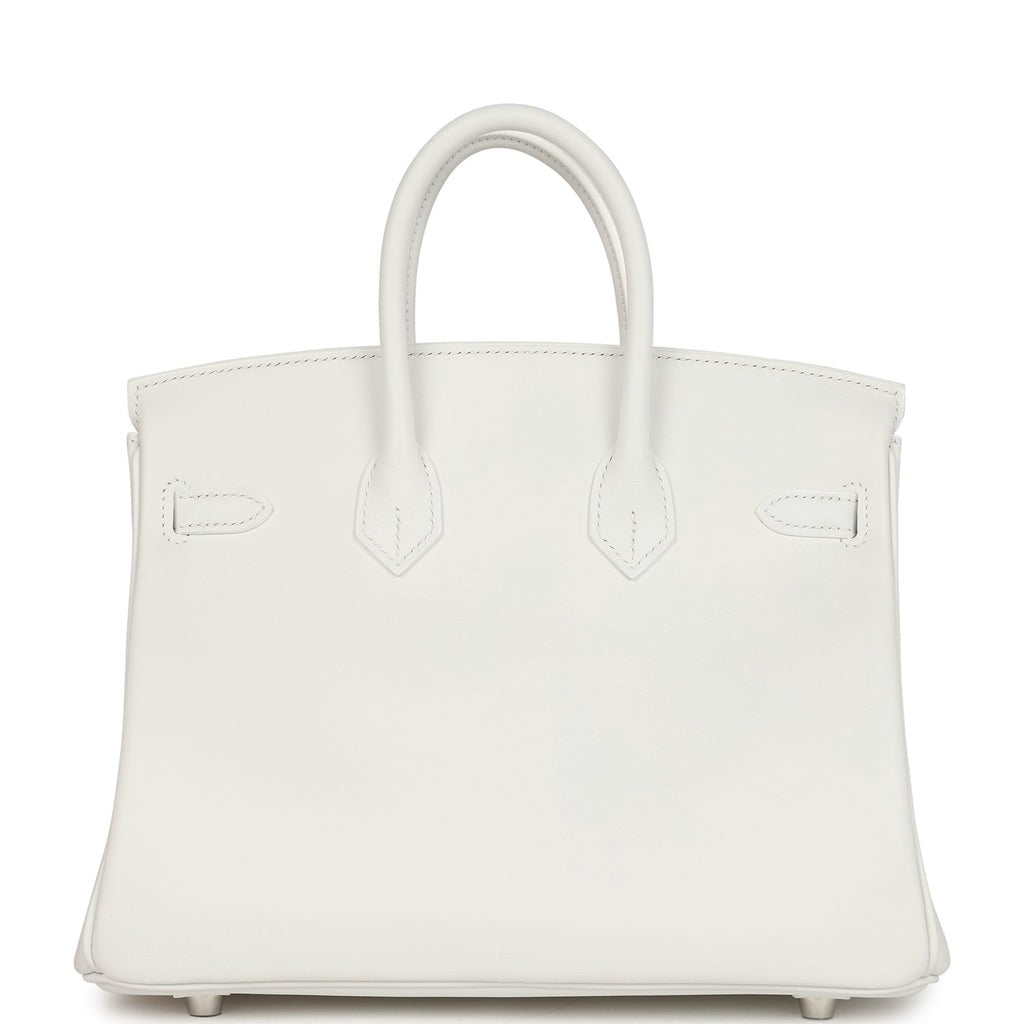 Birkin 25 New White Swift Palladium Hardware