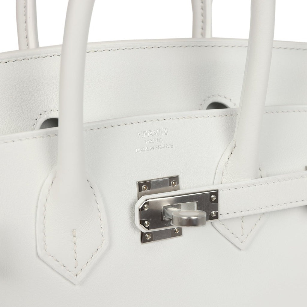 Birkin 25 New White Swift Palladium Hardware