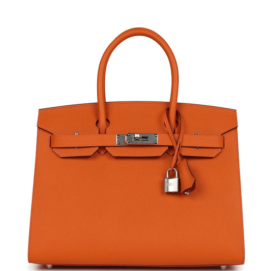 Birkin 30 Sellier Orange Epsom Palladium Hardware