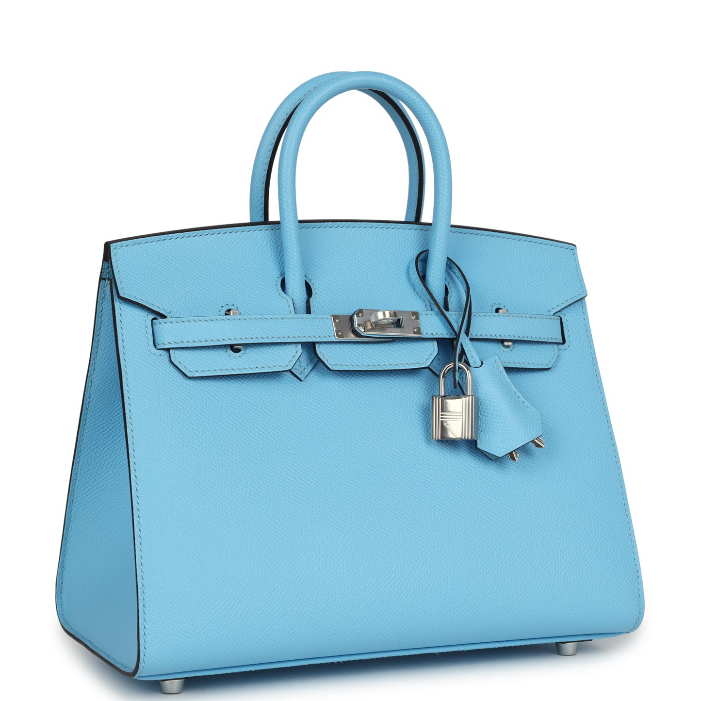 Birkins 25 Celeste Epsom Palladium Hardware