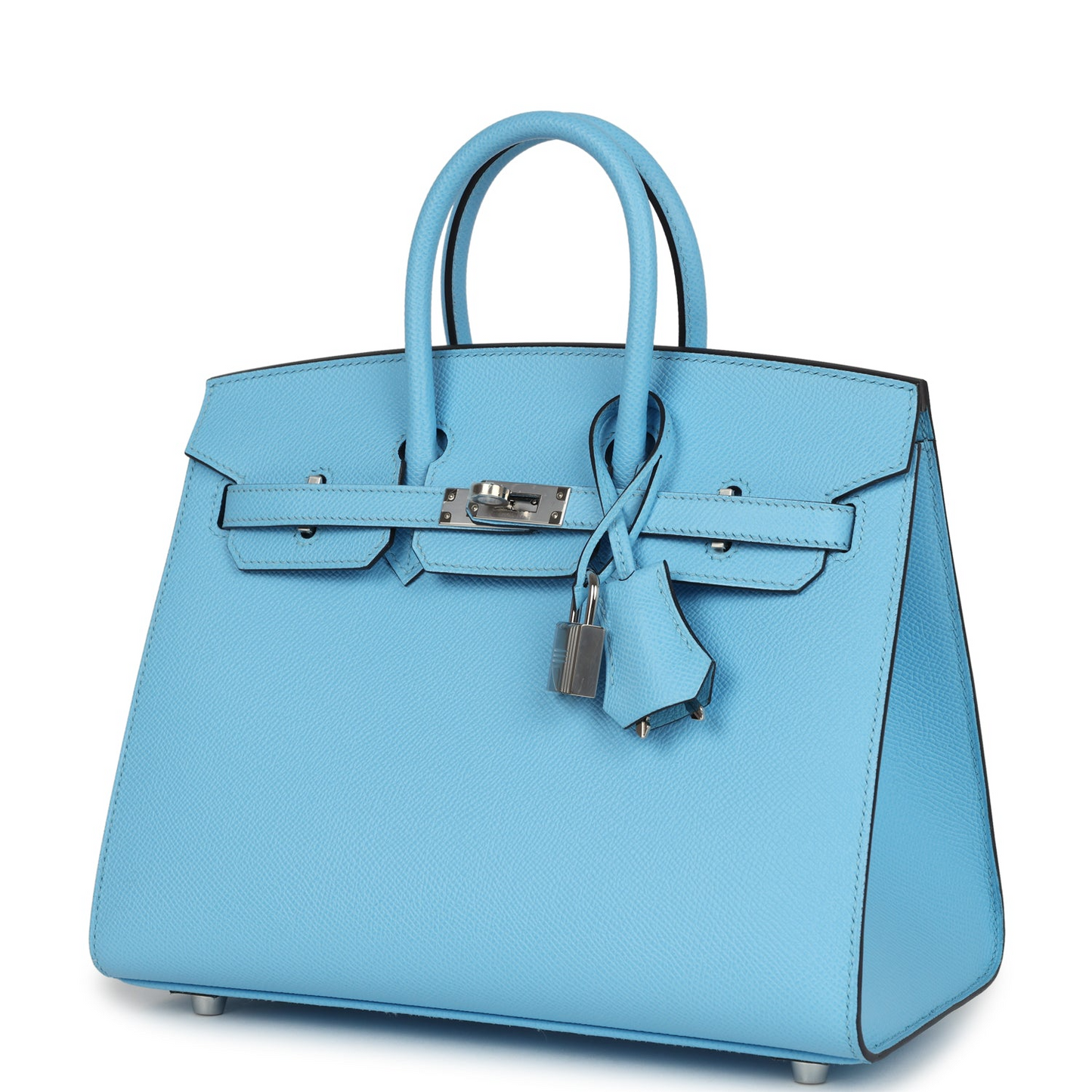 Birkins 25 Celeste Epsom Palladium Hardware