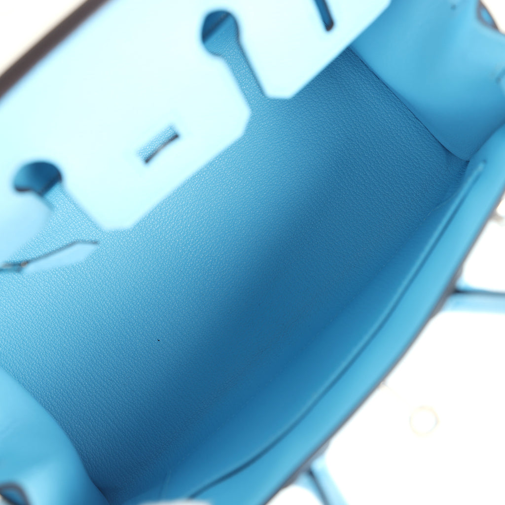 Birkins 25 Celeste Epsom Palladium Hardware