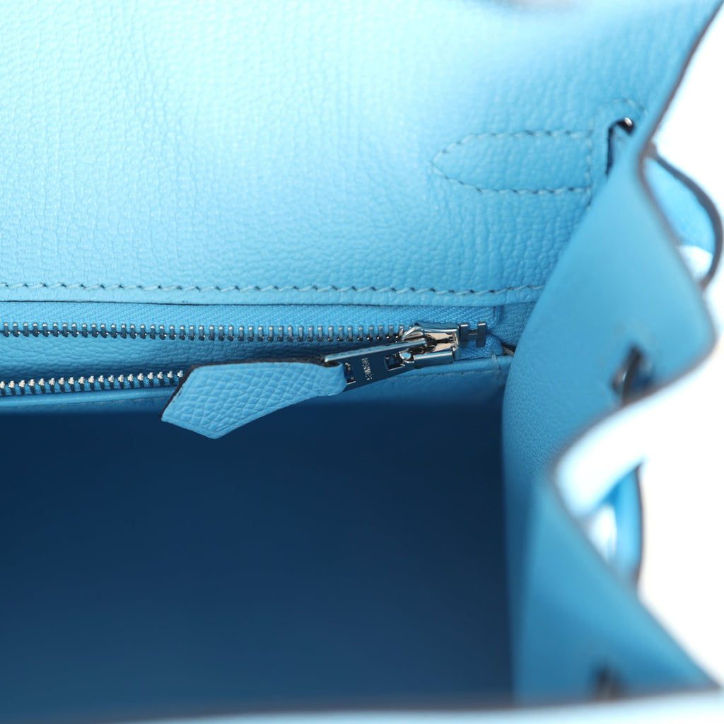 Birkins 25 Celeste Epsom Palladium Hardware