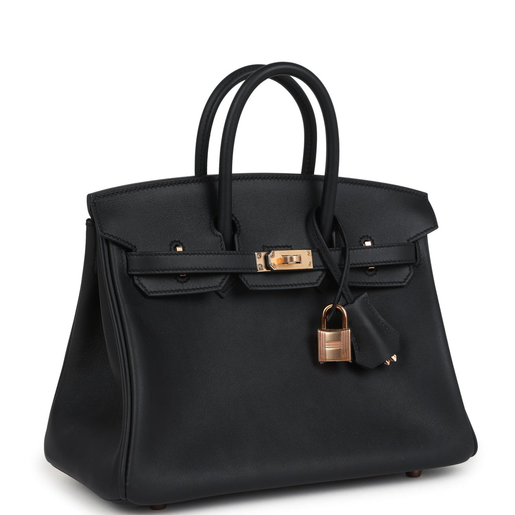 Birkins 25 Black Swift Rose Gold Hardware