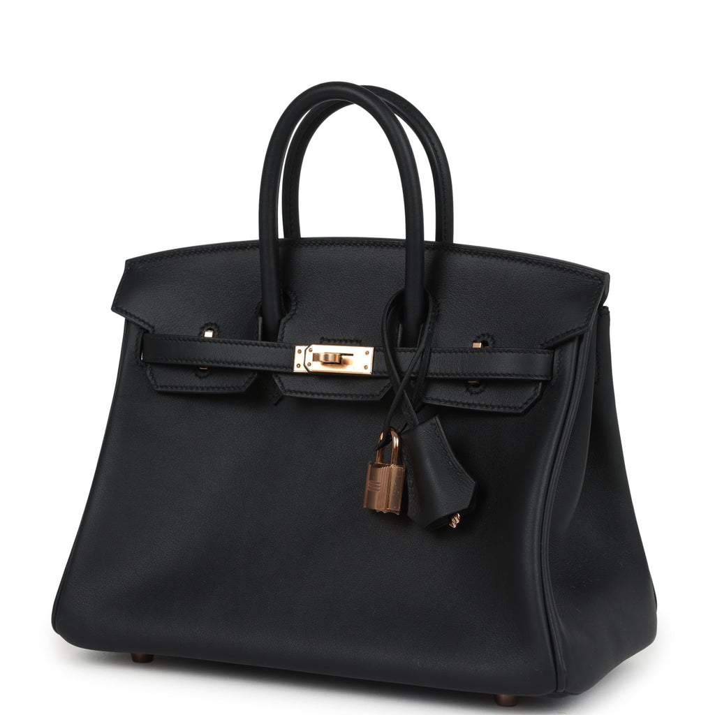 Birkins 25 Black Swift Rose Gold Hardware