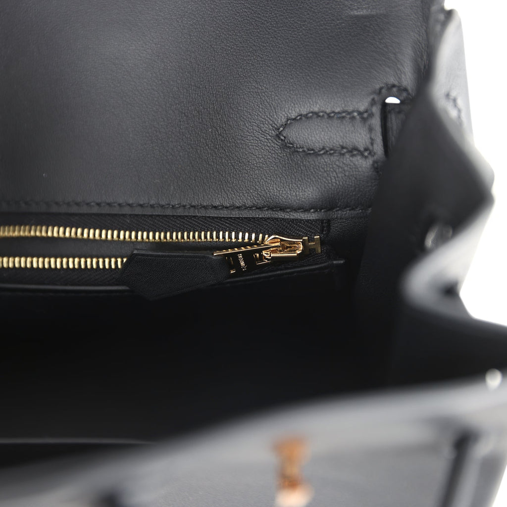 Birkins 25 Black Swift Rose Gold Hardware