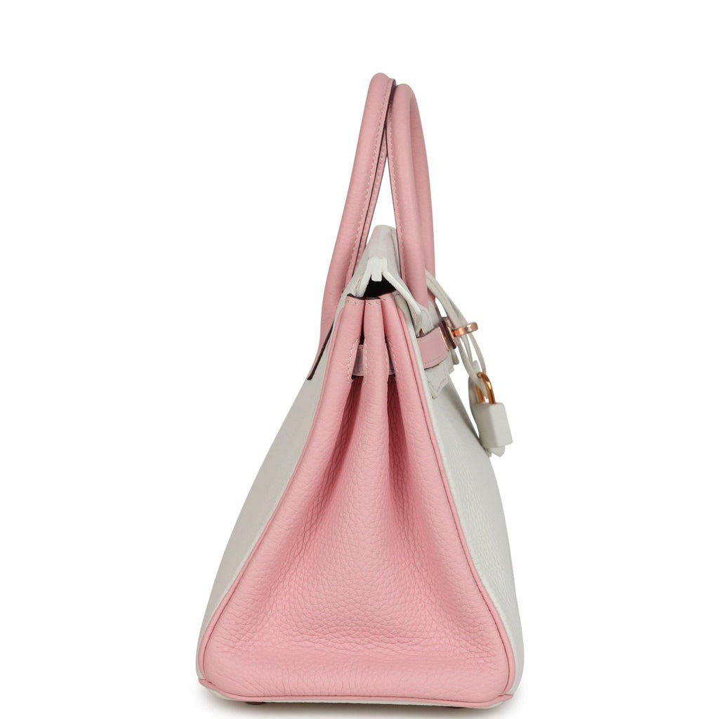 Hermès Special Order (HSS) Birkin 25 White and Rose Sakura Clemence Rose Gold Hardware