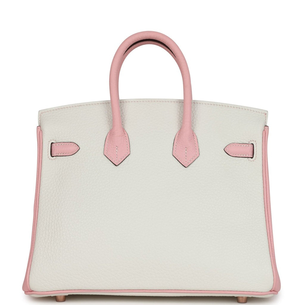 Hermès Special Order (HSS) Birkin 25 White and Rose Sakura Clemence Rose Gold Hardware