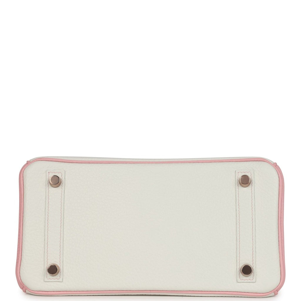 Hermès Special Order (HSS) Birkin 25 White and Rose Sakura Clemence Rose Gold Hardware