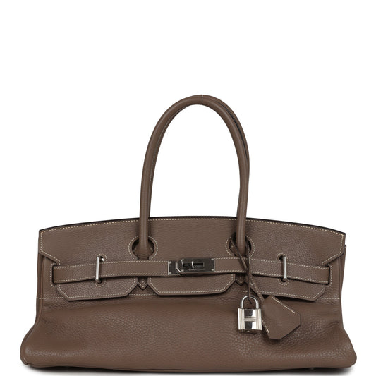 Vintage Shoulder Birkin 42 JPG Etoupe Clemence Palladium Hardware