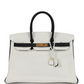 Hermès Special Order (HSS) Birkin White and Black Clemence Brushed Gold Hardware