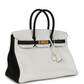 Hermès Special Order (HSS) Birkin White and Black Clemence Brushed Gold Hardware