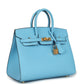 Birkin Sellier 25 Celeste Epsom Gold Hardware