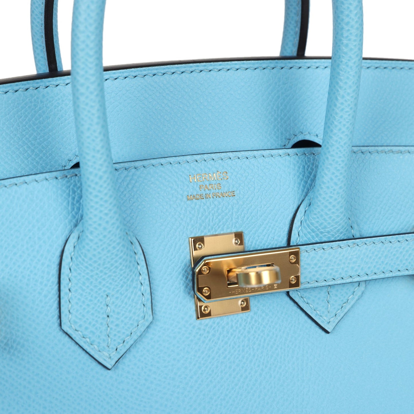 Birkin Sellier 25 Celeste Epsom Gold Hardware