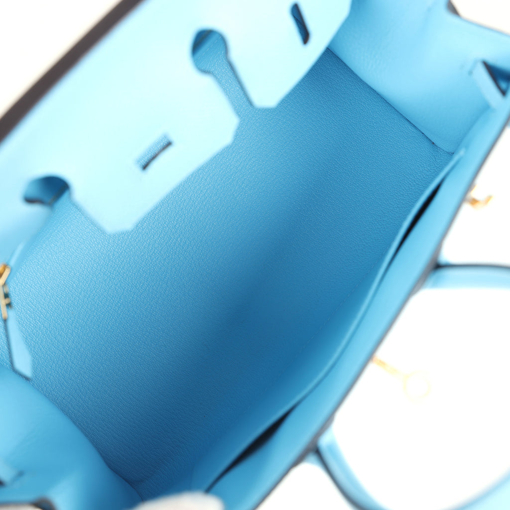 Birkins 25 Celeste Epsom Gold Hardware