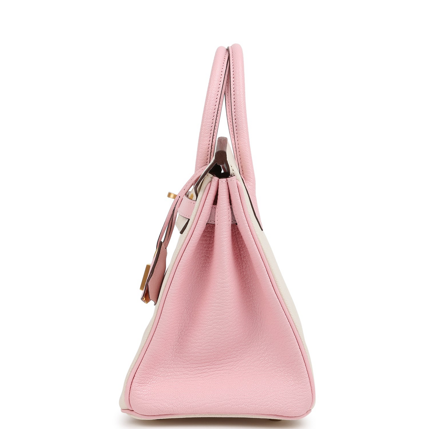 Hermès Special Order (HSS) Birkin 25 Nata and Rose Sakura Chevre Mysore Brushed Gold Hardware