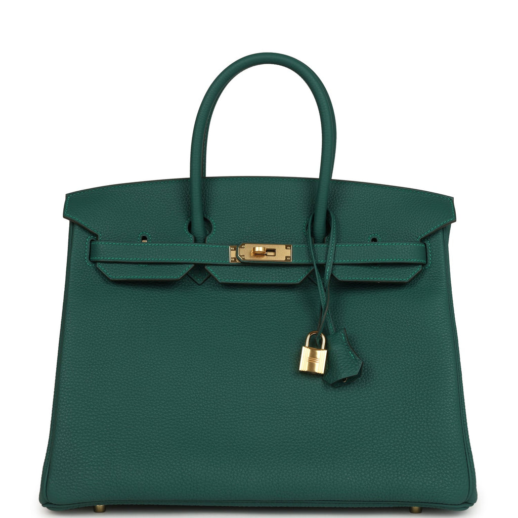 Birkin 35 Malachite Togo Gold Hardware