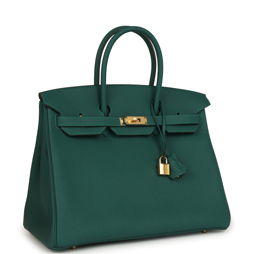 Birkin 35 Malachite Togo Gold Hardware