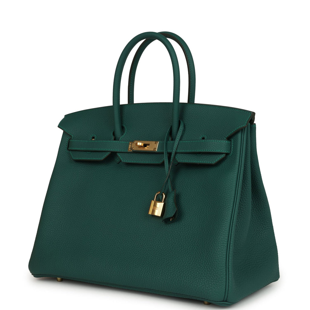 Birkin 35 Malachite Togo Gold Hardware