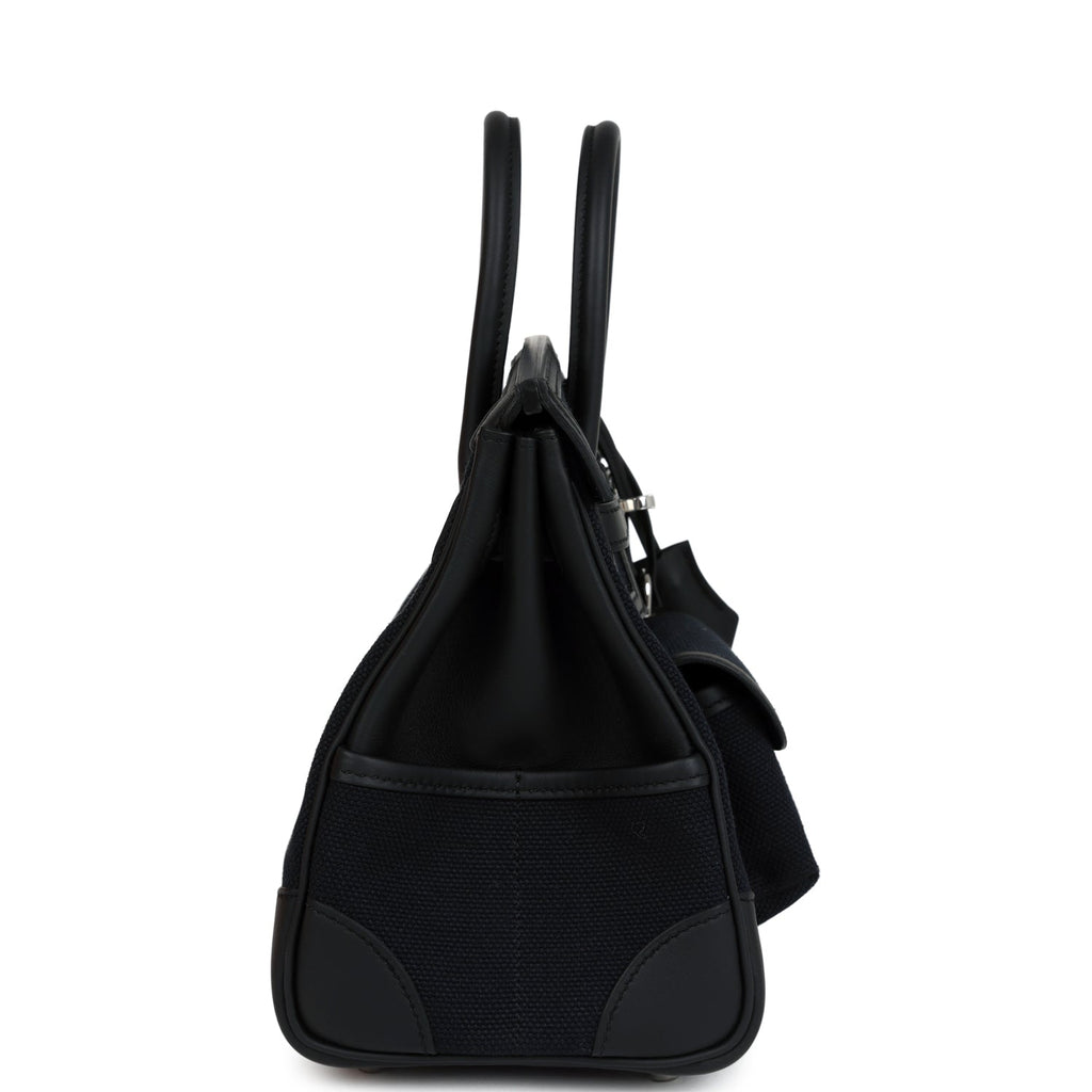 Birkins 25 Cargo Black Toile Goeland and Black Swift Palladium Hardware