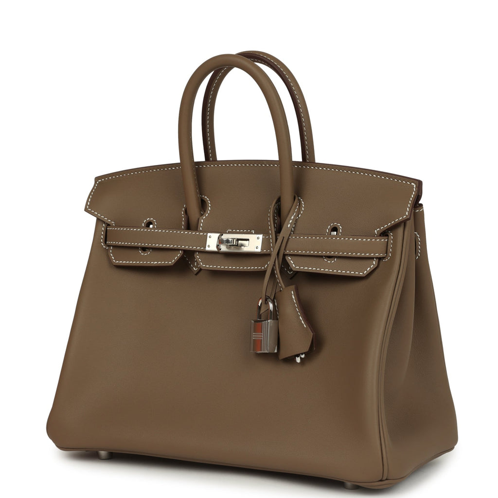 Birkins 25 Etoupe Swift Palladium Hardware