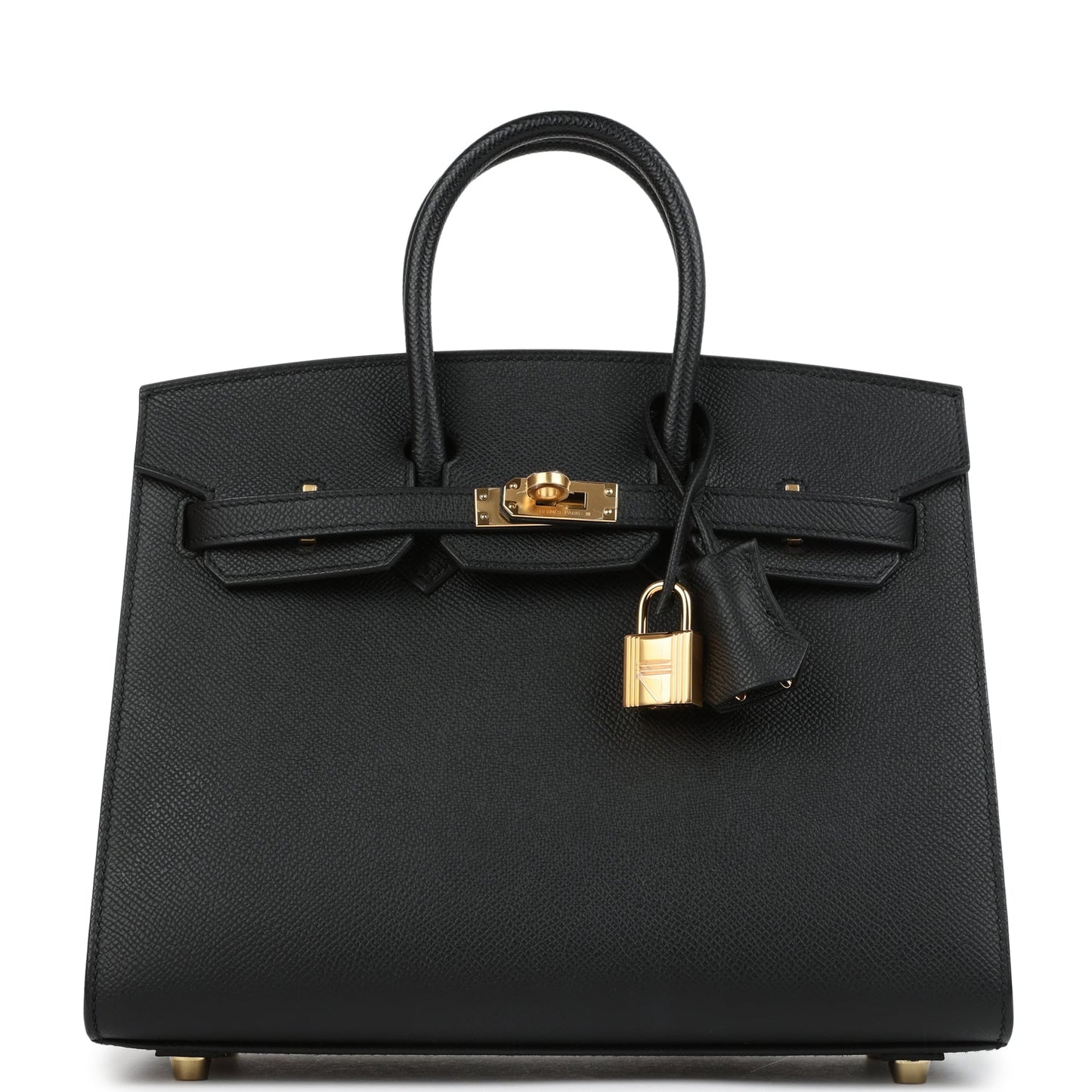 Birkin Sellier 25 Black Epsom Gold Hardware