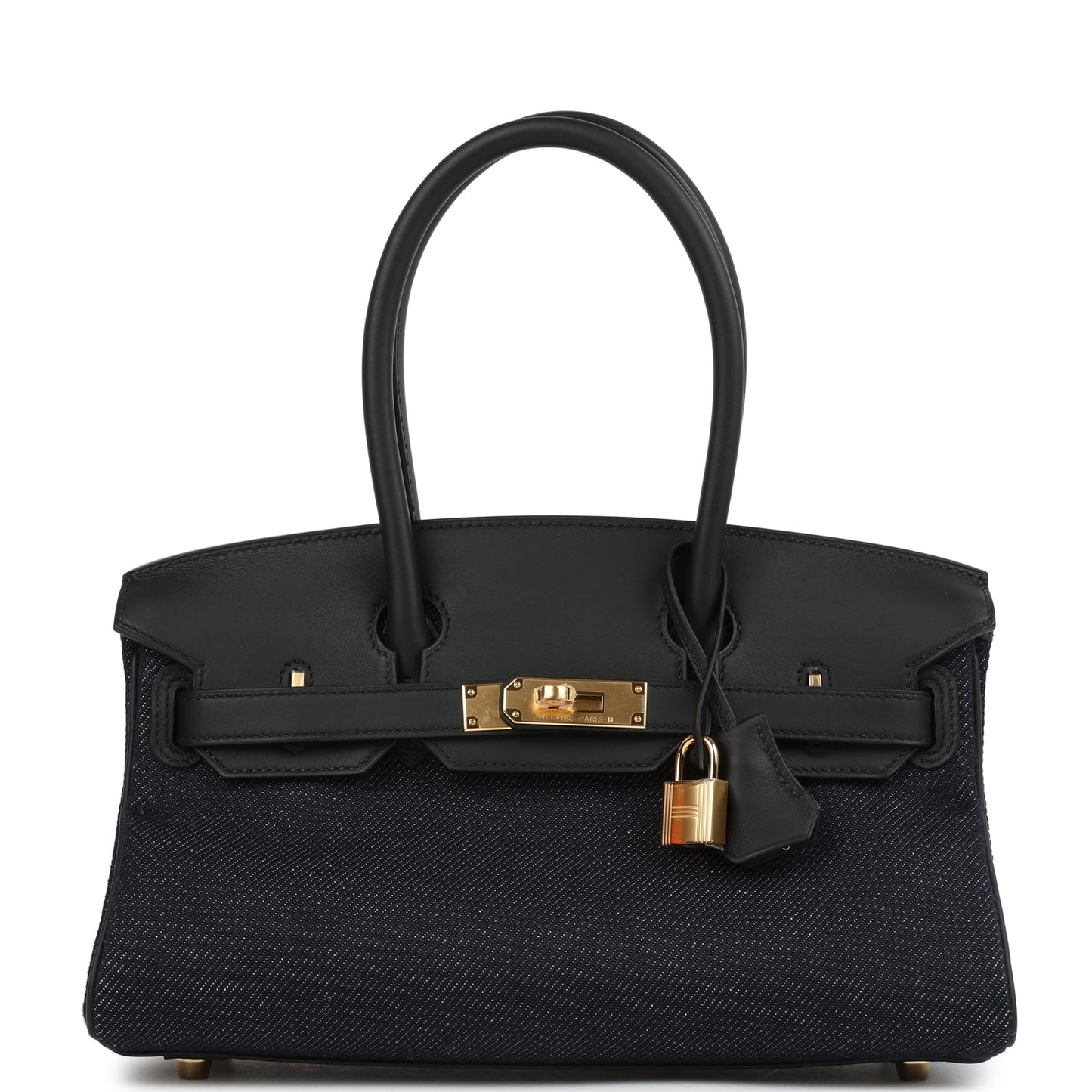 Shoulder Birkin Light 29 Black Swift and Bleu Indigo Denim Gold Hardware