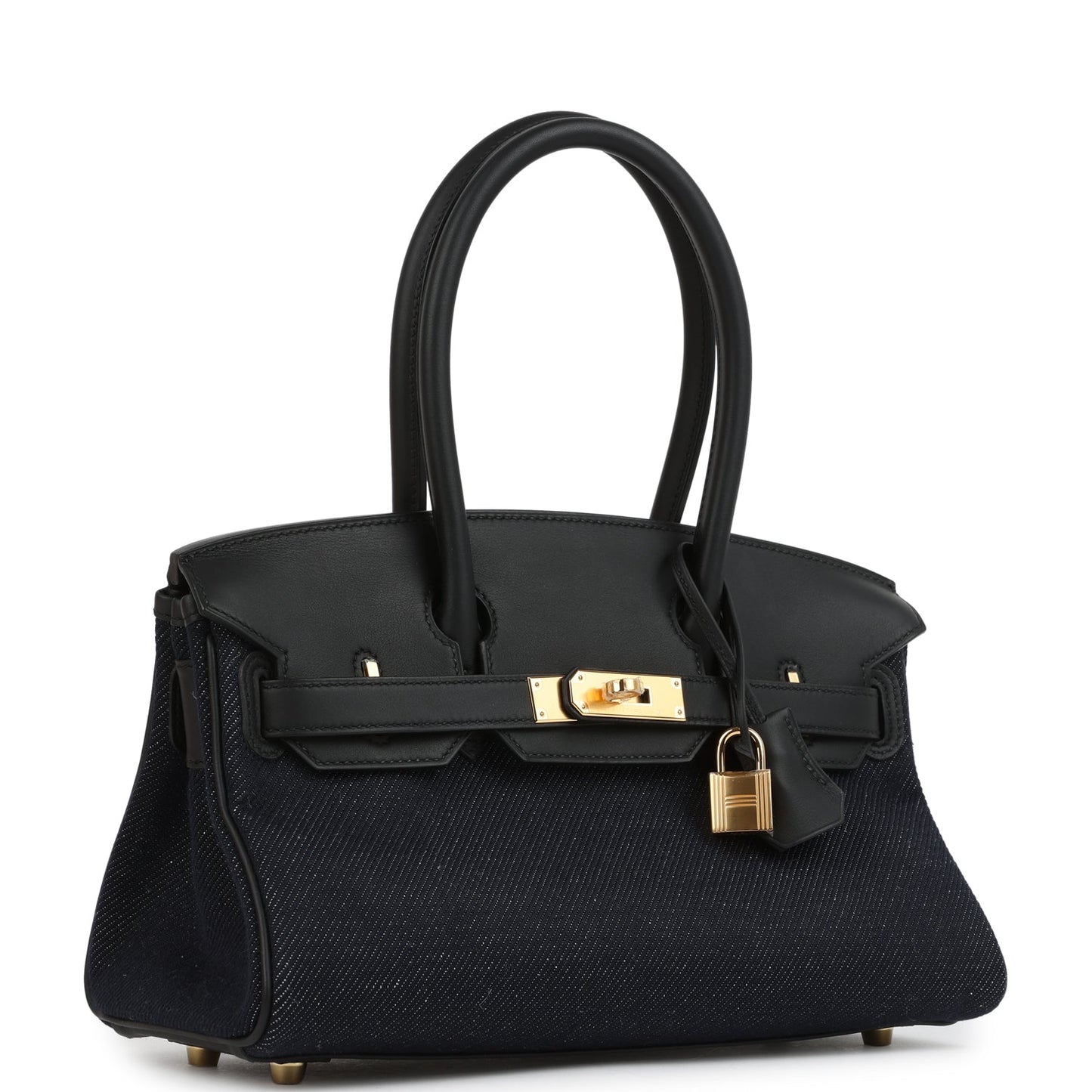 Shoulder Birkin Light 29 Black Swift and Bleu Indigo Denim Gold Hardware