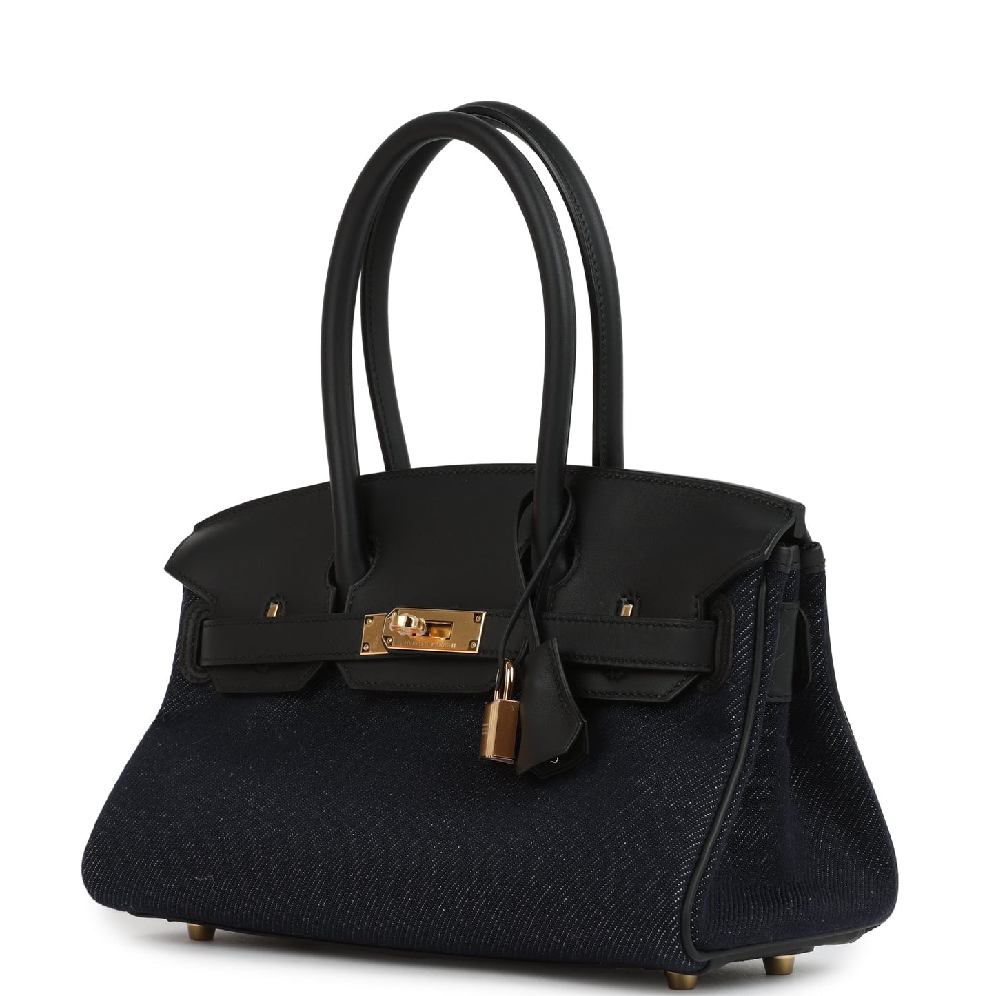 Shoulder Birkin Light 29 Black Swift and Bleu Indigo Denim Gold Hardware