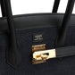Shoulder Birkin Light 29 Black Swift and Bleu Indigo Denim Gold Hardware
