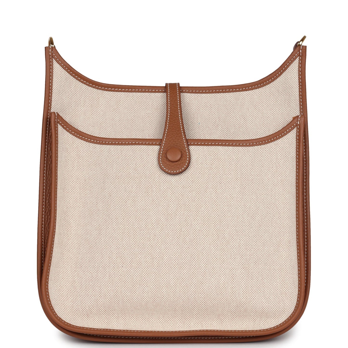 Evelyne III PM Gold Clemence and Ecru Toile H Canvas Gold Hardware