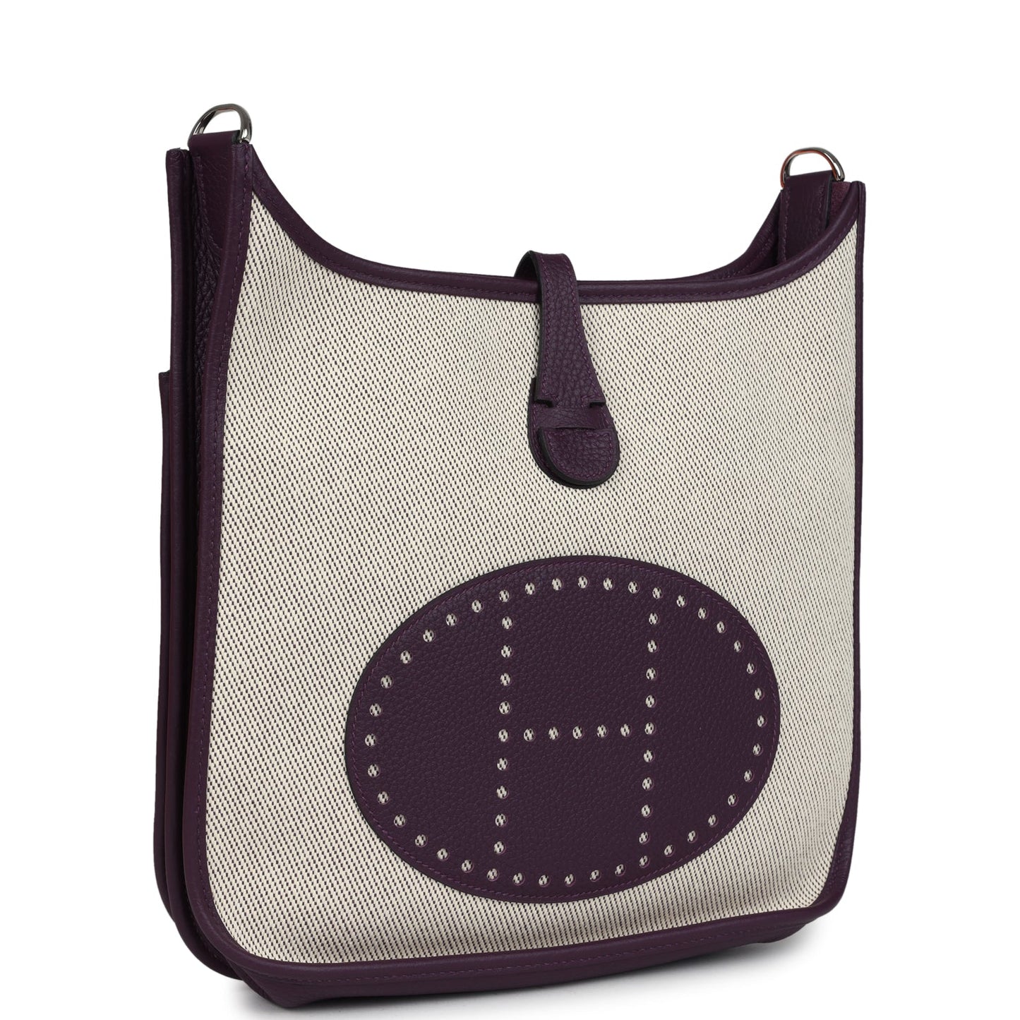 Evelyne III PM Cassis Clemence and Ecru Toile H Palladium Hardware