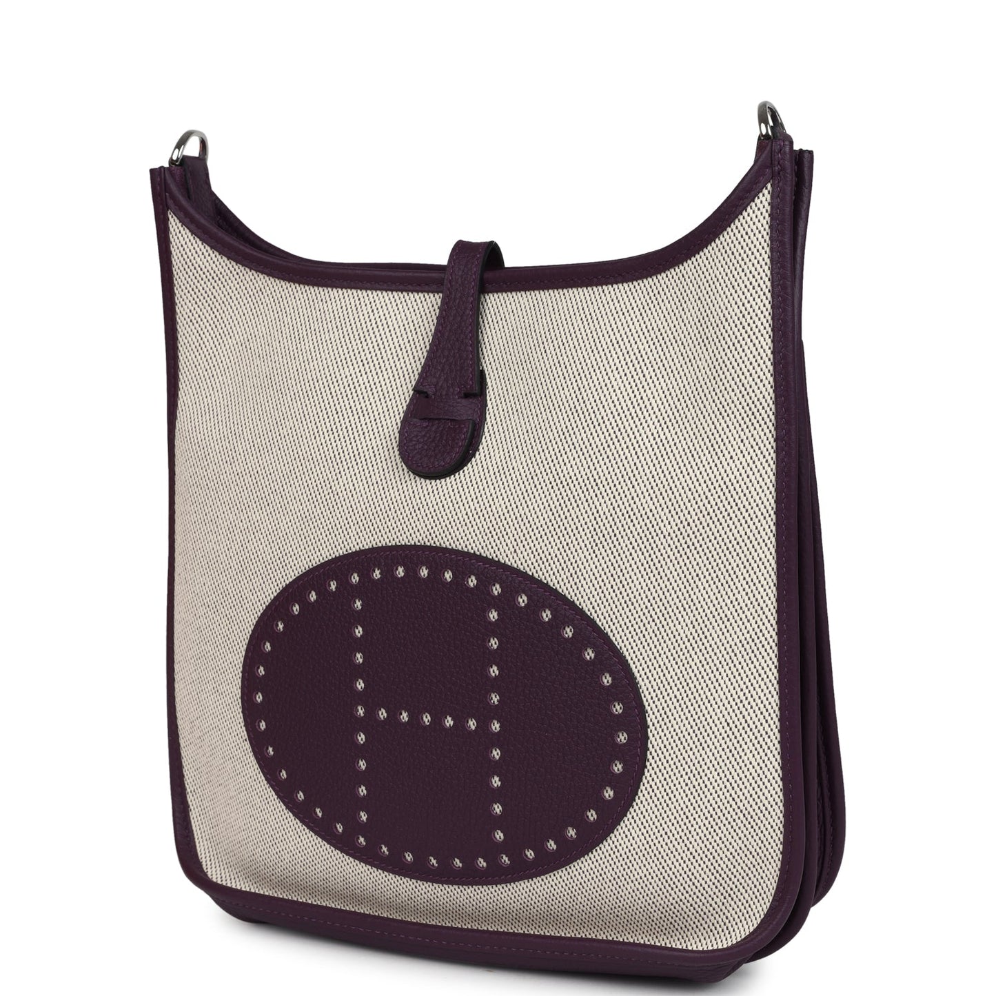 Evelyne III PM Cassis Clemence and Ecru Toile H Palladium Hardware