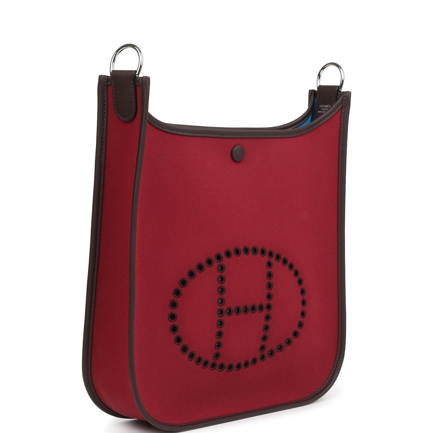 Neo Evelyne PM Rubis Officier Canvas and Rouge Sellier Swift Palladium Hardware