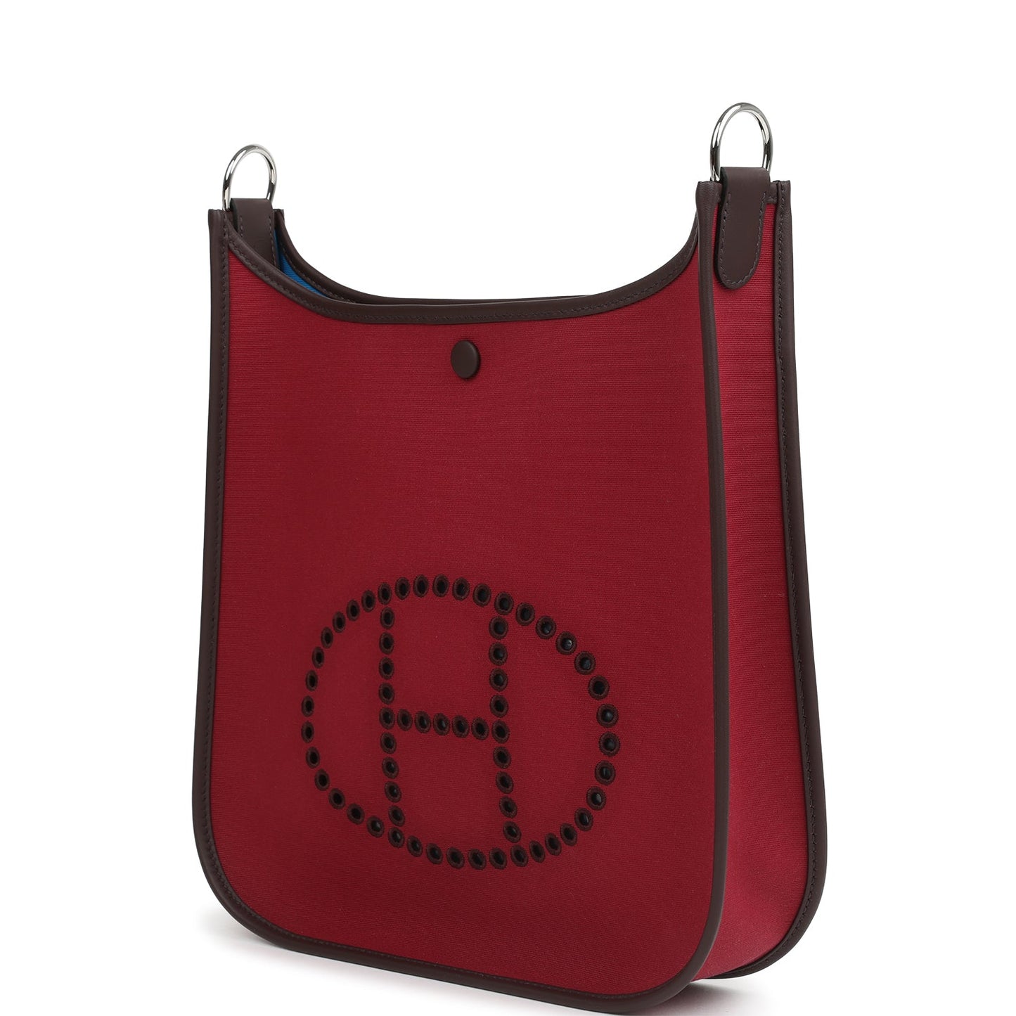 Neo Evelyne PM Rubis Officier Canvas and Rouge Sellier Swift Palladium Hardware