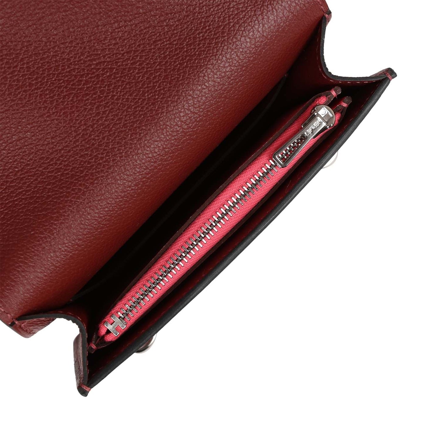 Roulis Slim Wallet Bi-Color Rouge H/Rose Azalee Evercolor Palladium Hardware